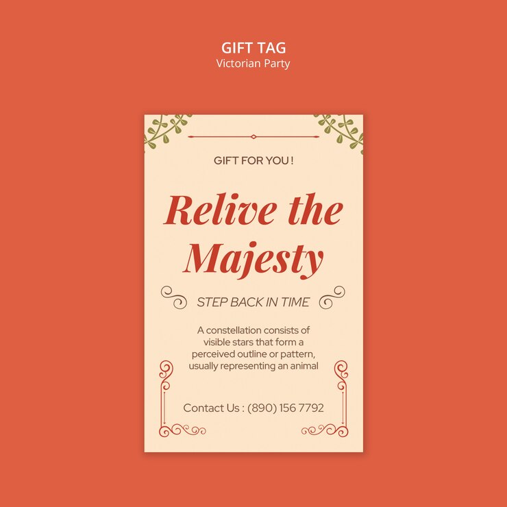 मुफ़्त PSD victorian party gift card template design