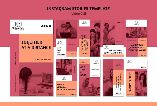 無料PSD ビデオ通話のinstagramストーリーテンプレート