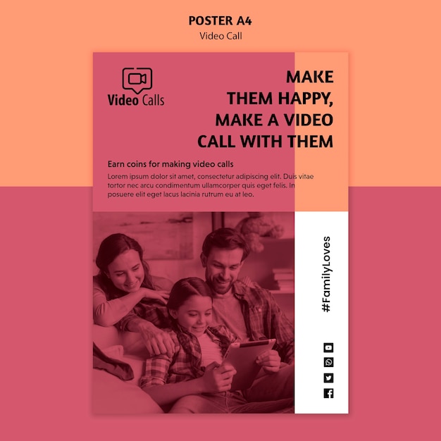 Video call promotion poster template