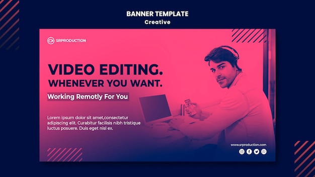 PSD gratuito modello di banner di editing video