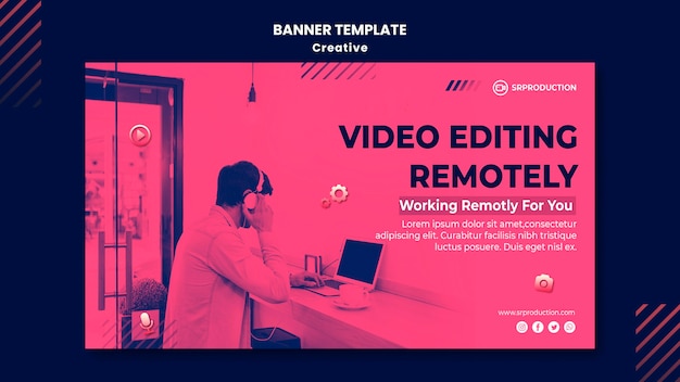 PSD gratuito modello di banner di editing video