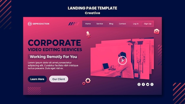 Free PSD video editing web template