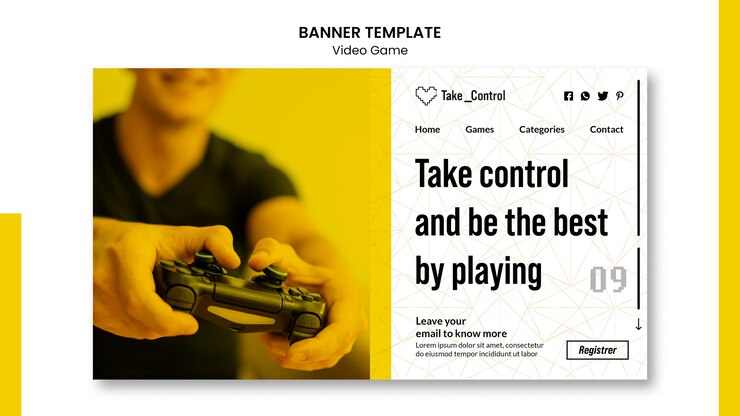 Free PSD video game banner template style