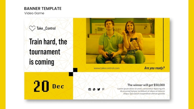 मुफ़्त PSD video game concept banner template
