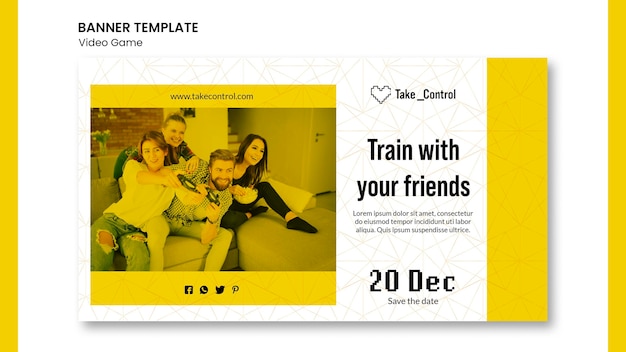 Free PSD video game concept horizontal banner template