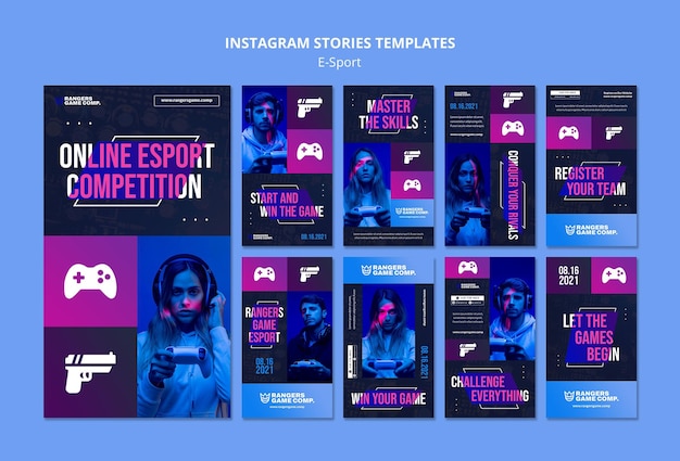 Modello di storie di instagram del giocatore di videogiochi