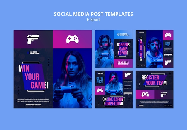 PSD gratuito post sui social media del giocatore di videogiochi