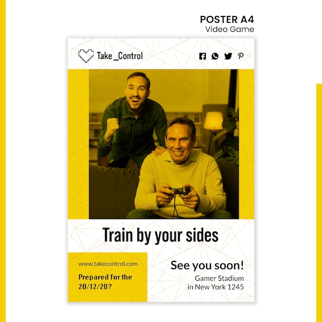 無料PSD ビデオゲームのポスターテンプレート