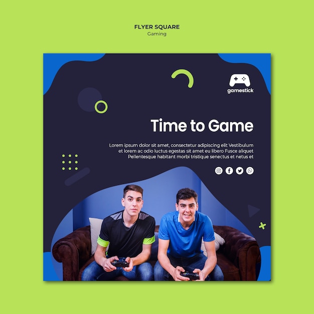 Free PSD video game square flyer