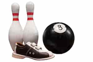 Free PSD view of bowling pins and ball