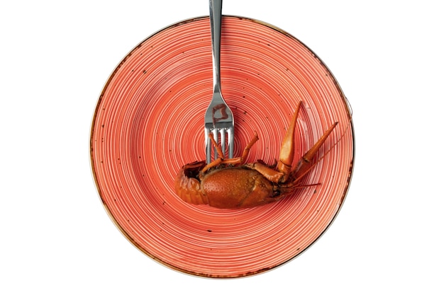 View of cooked crawfish on plate