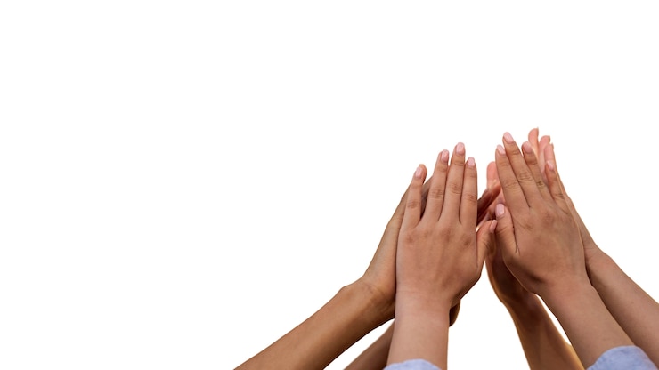 Free PSD view of diverse hands put together
