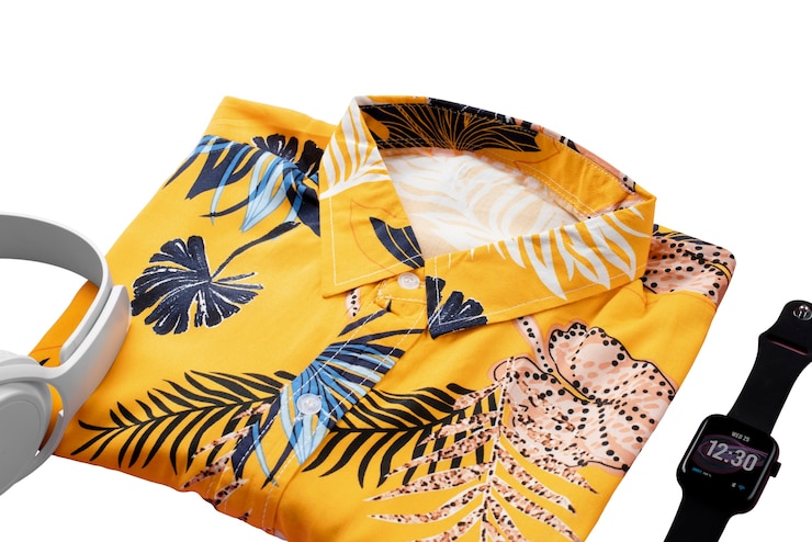 Free PSD view of hawaiian shirt with pattern
