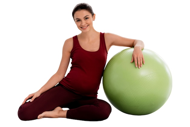 View of pregnant woman doing sports