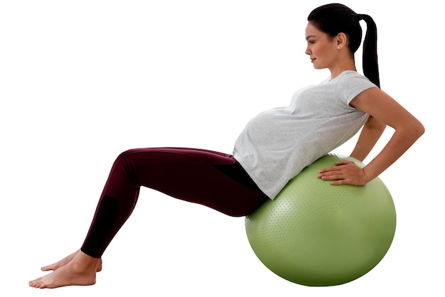 View of pregnant woman doing sports
