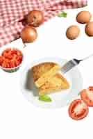 Free PSD view of spanish tradition omelette with eggs and potatoes