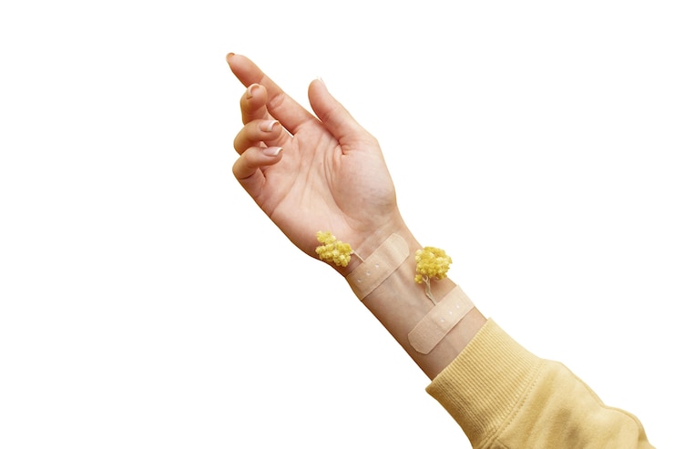 Free PSD view of sustainable hands with nature