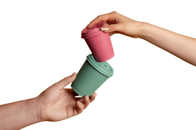 view of sustainable hands with nature