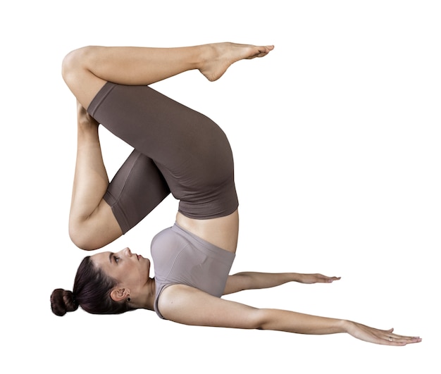 View of woman in yoga position