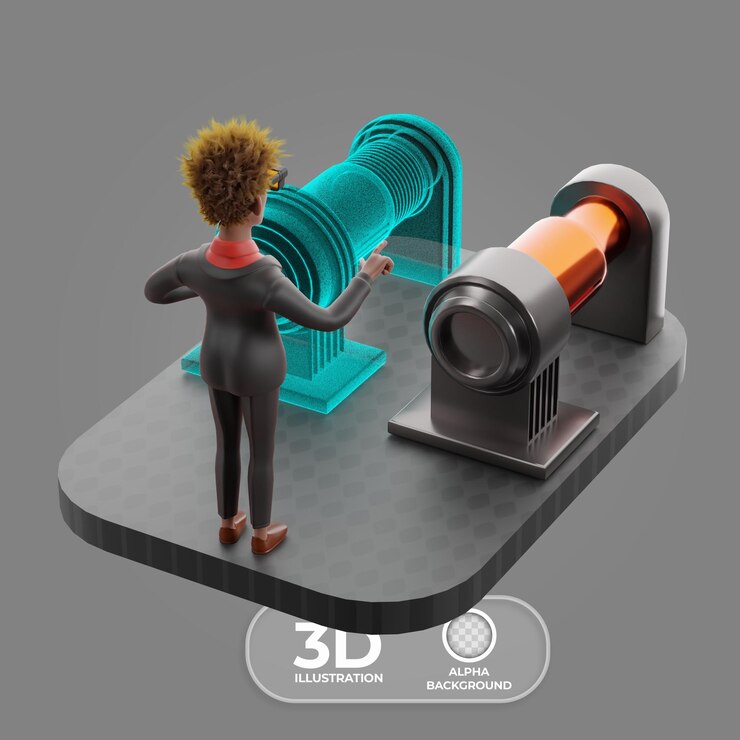 Free PSD viewing digital twins in vr 3d illustration