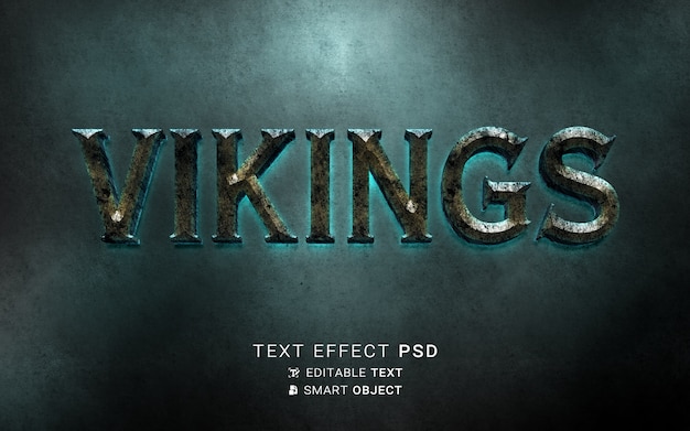 Шаблон текстового эффекта викингов Бесплатные Psd