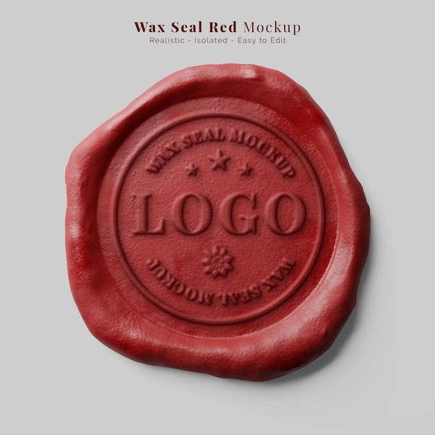 Vintage authentic letter sealing round red candle wax seal stamp logo mockup