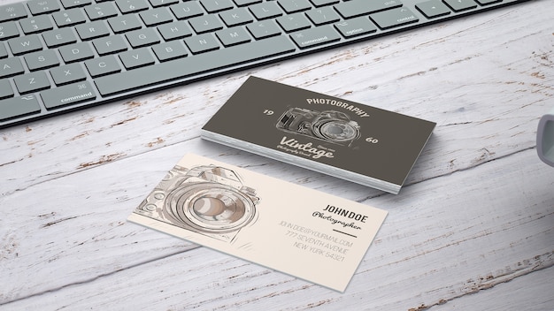 Download Free Psd Vintage Business Card Mockup Yellowimages Mockups