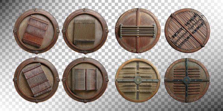 Free PSD vintage circular grates and decorative panels collection