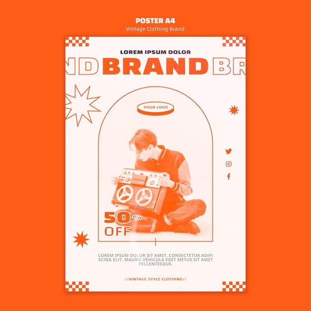 Vintage clothing brand flyer template