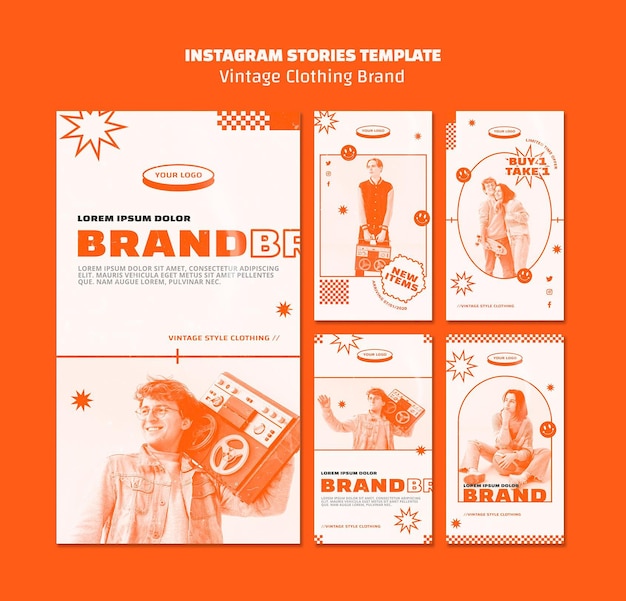 Free PSD vintage clothing brand stories template