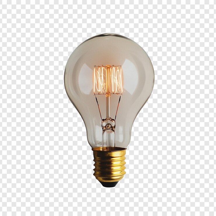 मुफ़्त PSD vintage edison light bulb glowing filament warm light glass illumination retro design home decor energy idea inspiration bright electricity innovation