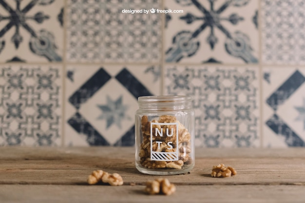 Download Free Psd Mockup Of Nuts In Glass