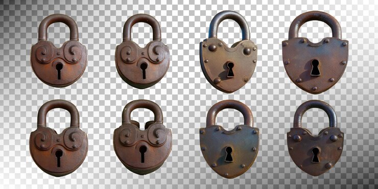 Free PSD vintage padlocks collection on transparent background