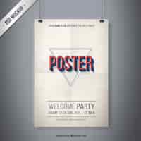 Free PSD vintage party poster mockup