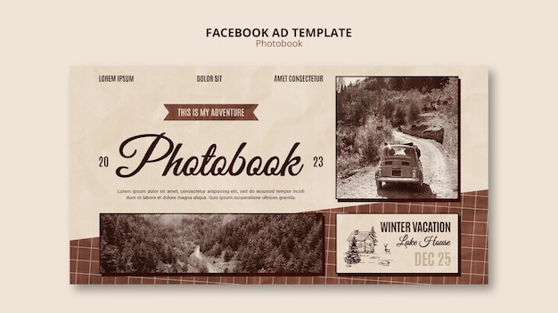 Vintage photobook facebook template