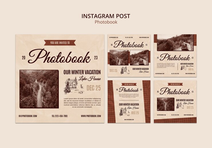 免費 PSD 古老的照片书instagram帖子模板