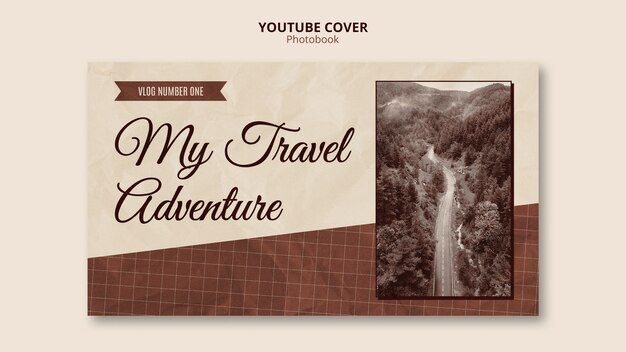 Free PSD vintage photobook youtube cover template