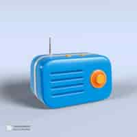 Free PSD vintage radio icon isolated 3d render illustration