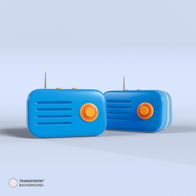 Vintage radio icon isolated 3d render illustration