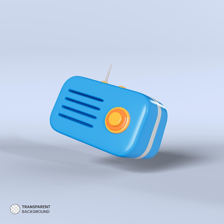 Free PSD vintage radio icon isolated 3d render illustration