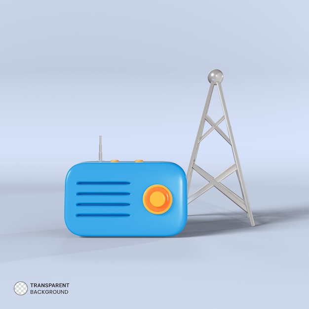 Free PSD vintage radio icon isolated 3d render illustration