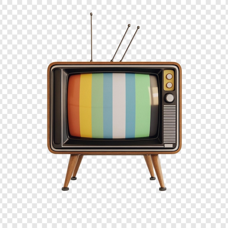 Free PSD vintage television set with test pattern retro broadcast nostalgia