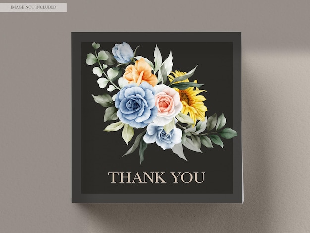 無料PSD ビンテージ水彩春の花の結婚式の招待カード セット