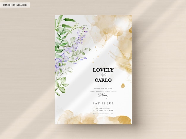 Free PSD vintage wedding invitation template with lilac flower