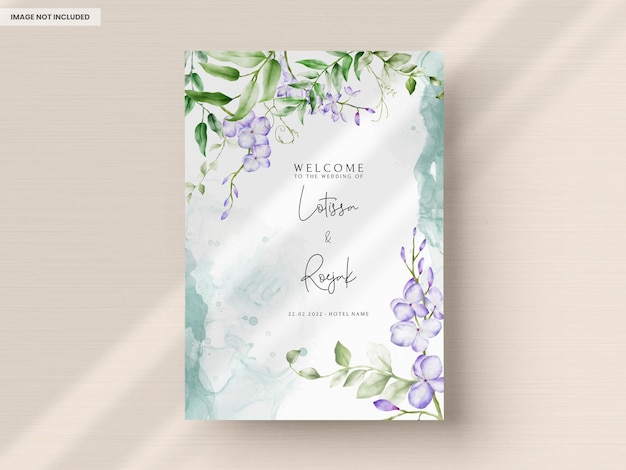 Vintage wedding invitation template with lilac flower