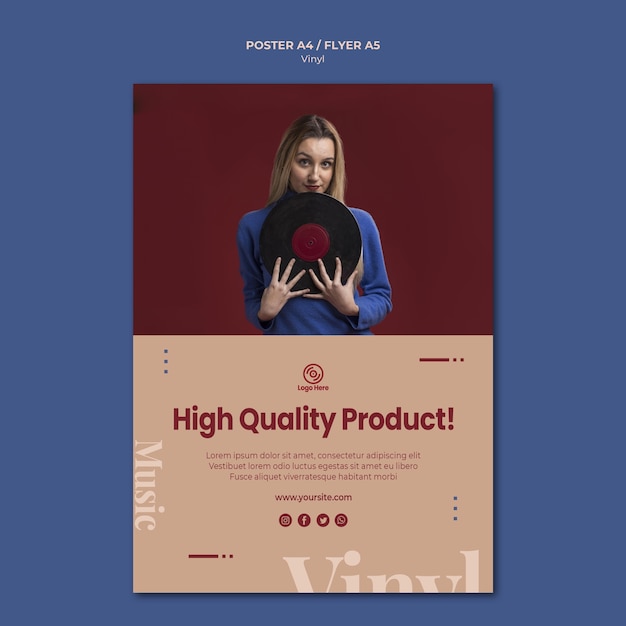 Free PSD vinyl high quality product poster template