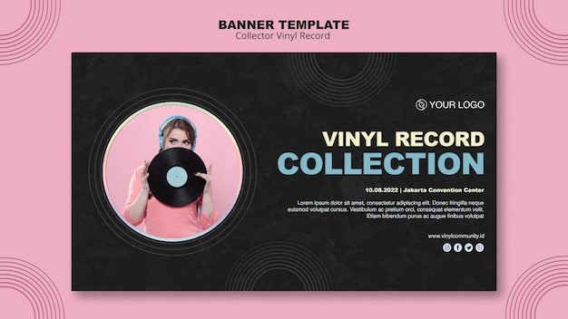 PSD gratuito modello di bandiera del disco in vinile