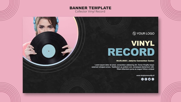 PSD gratuito modello di bandiera del disco in vinile