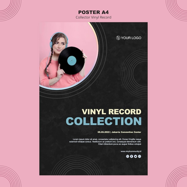 Free PSD vinyl record poster template