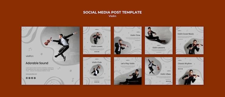 Free PSD violin music lovers social media post